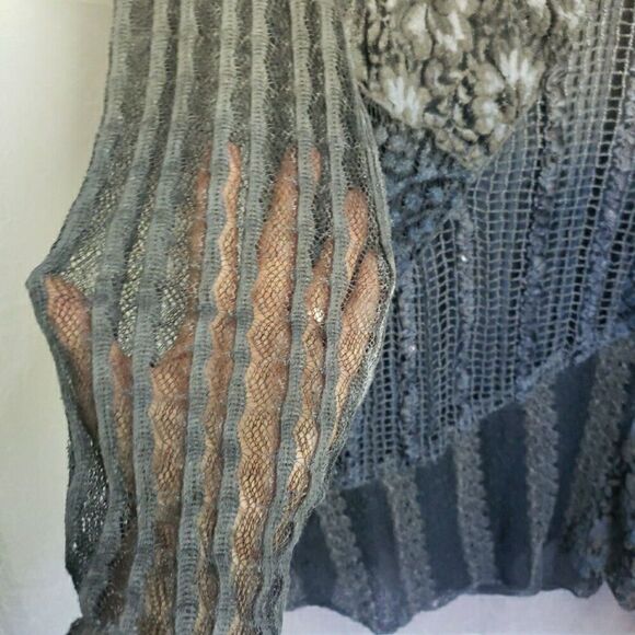 Radzoli Gray Floral Garden Lace Mesh Lined Pieced Seams Whimsigoth Size S - Picture 4 of 12